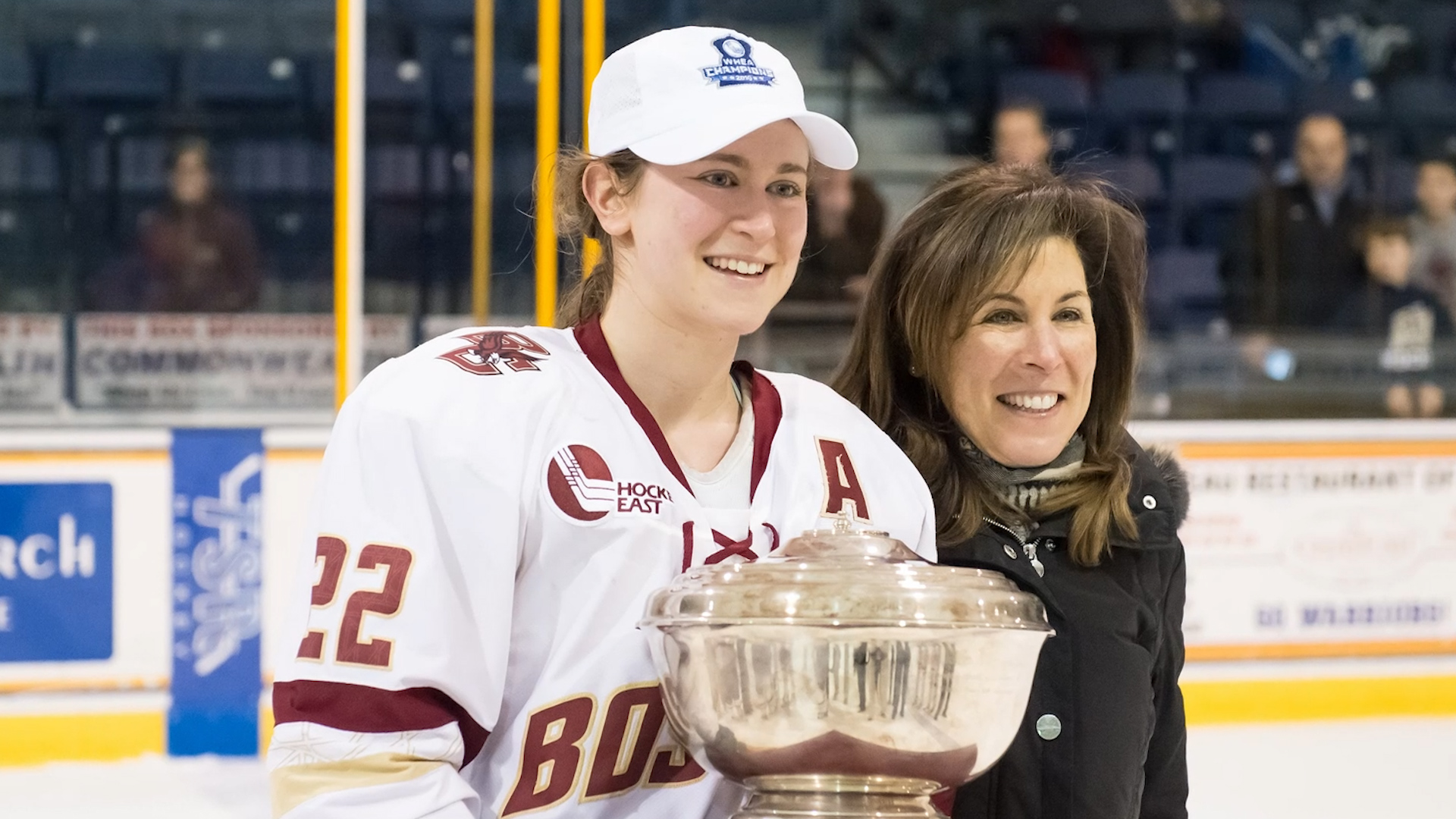 Caps' and USA Hockey's Haley Skarupa thanks her hockey mom.