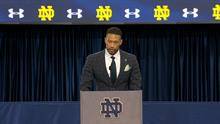 marcus freeman emotional during notre dame introductory press conference nbc sports